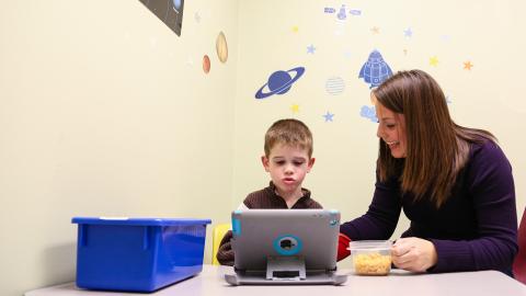 Student clinician interacting with patient