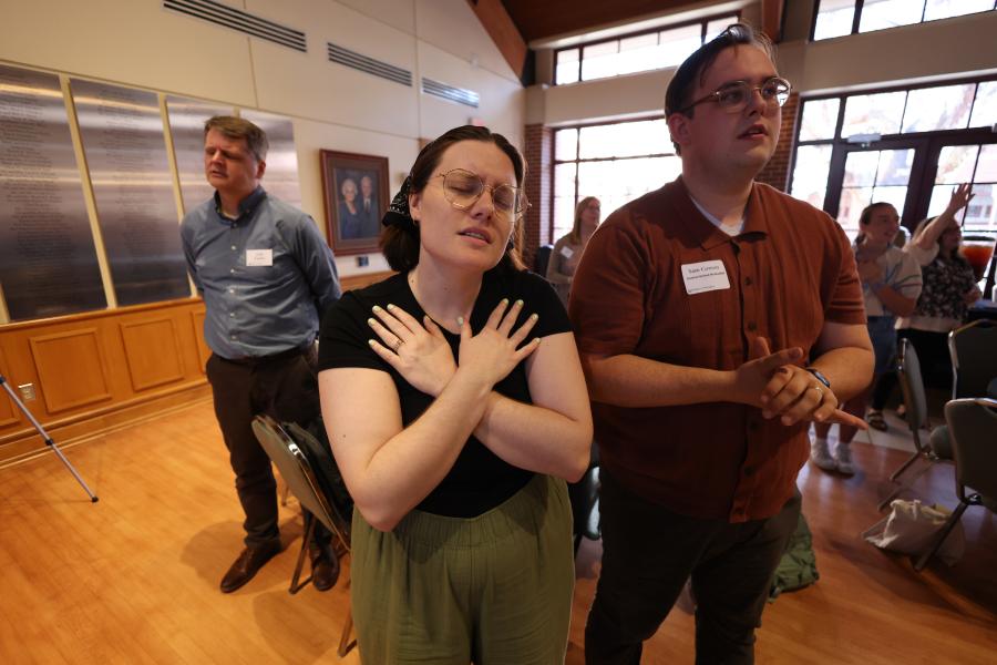 Photo of people worshiping.
